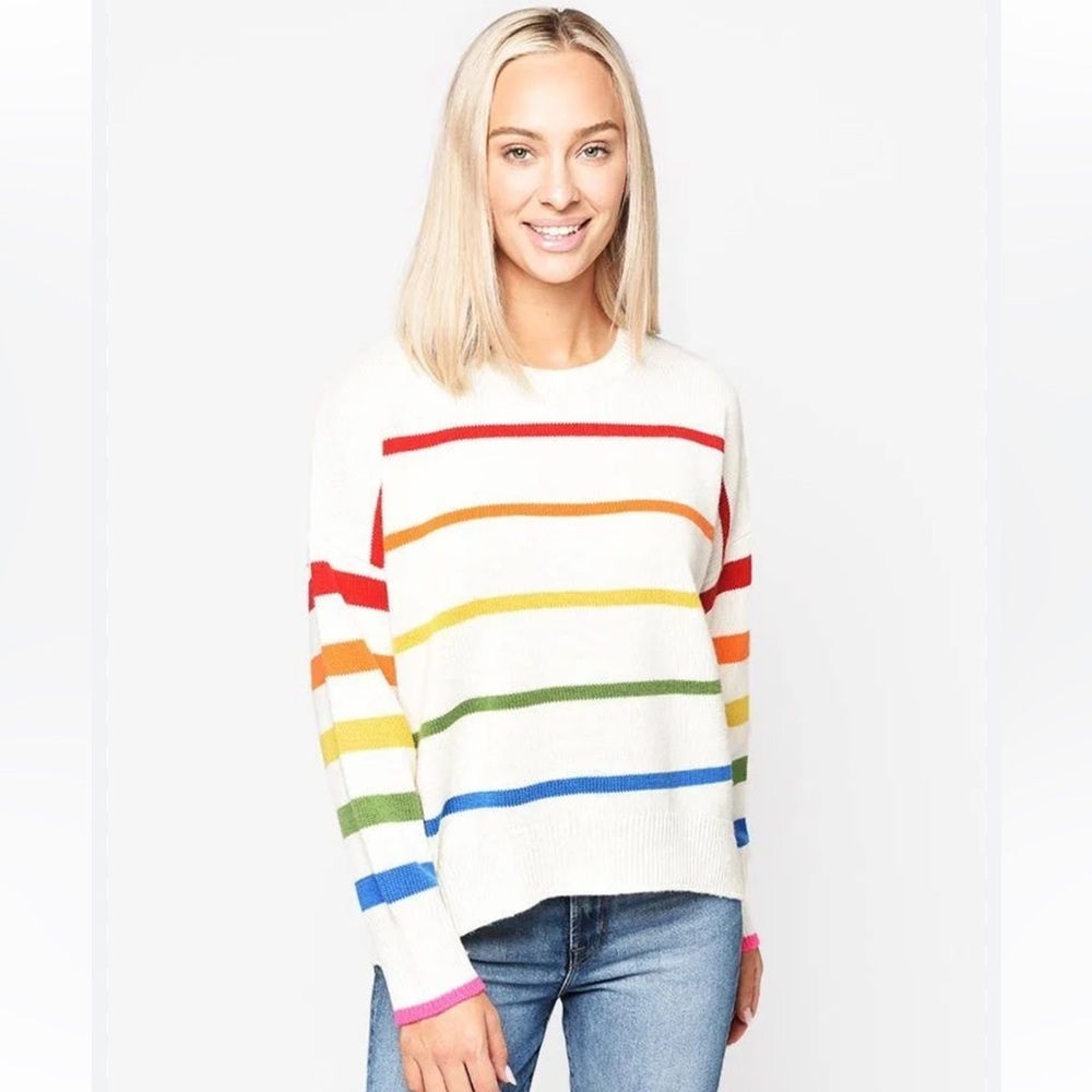 Sundry Rainbow Stripe Oversized Sweater Sz XS #C
